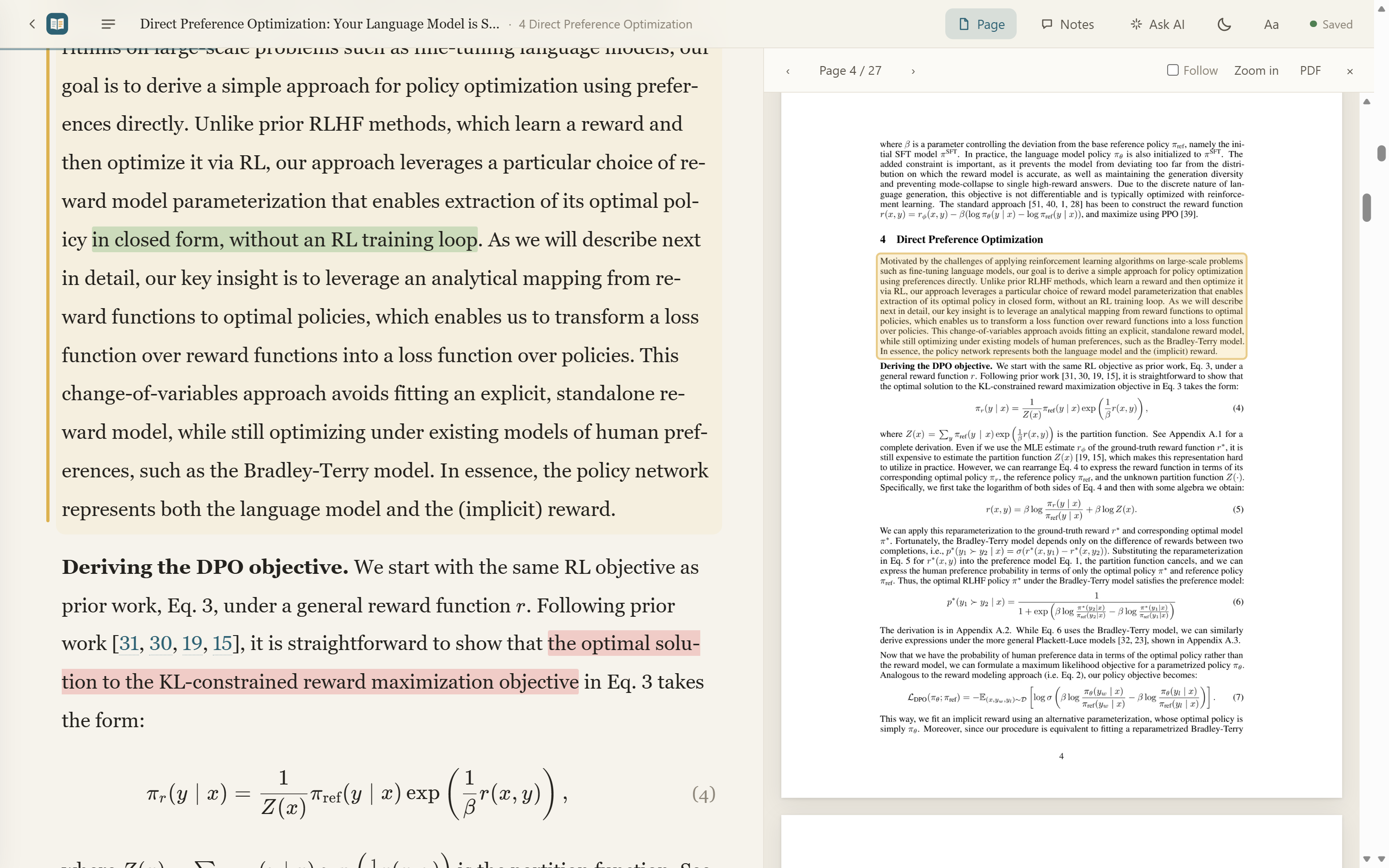 English paper text and equations alongside the original PDF